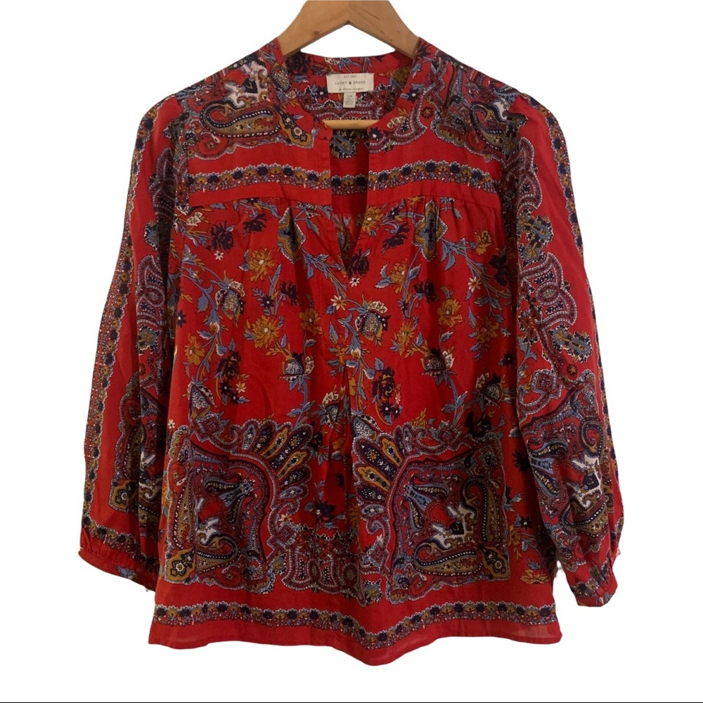 Lucky Brand Cottage Core Prairie Floral Blouse PS